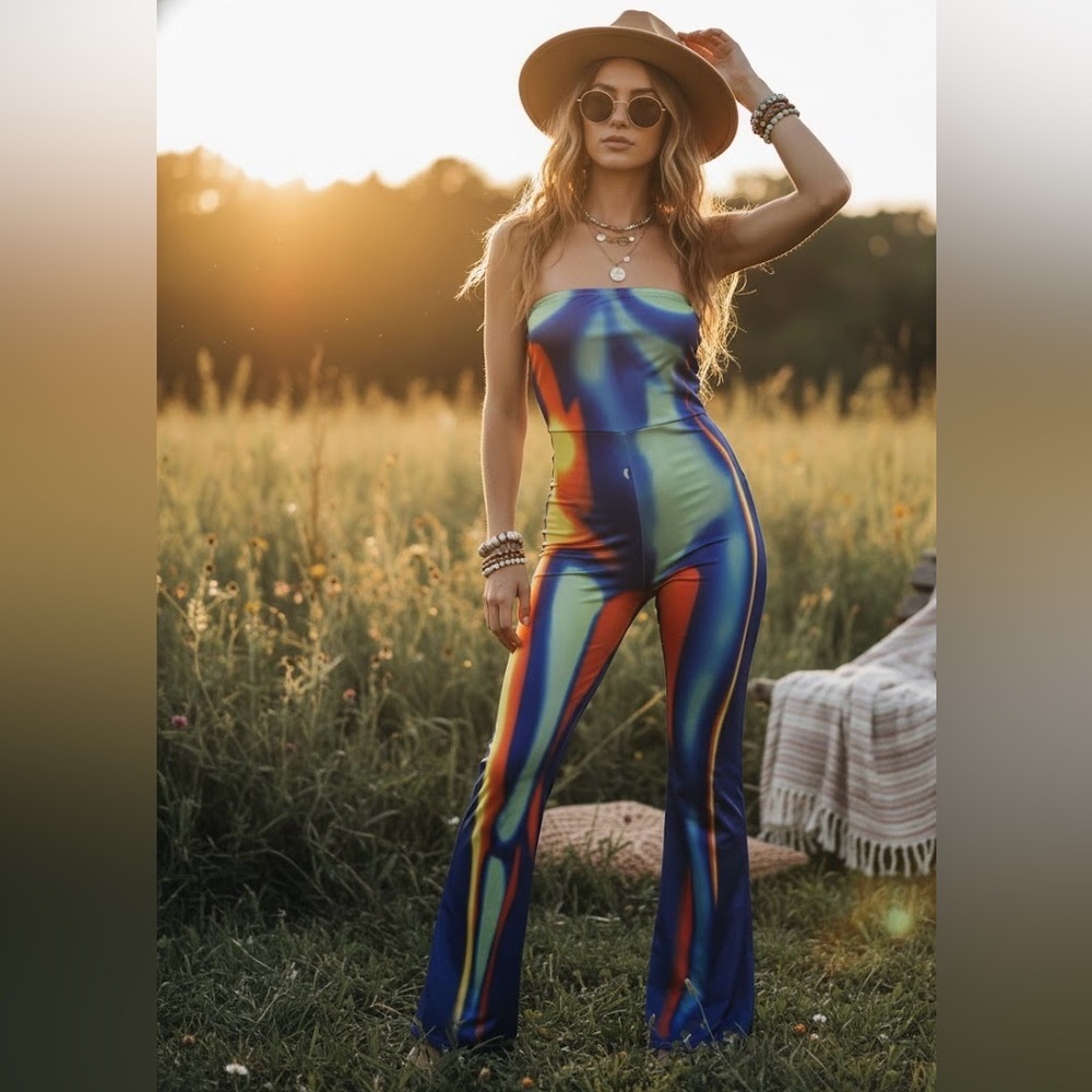 LIKE NEW Strapless Retro wideleg Jumpsuit